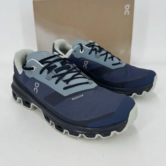 On Running Women's Cloudventure Waterproof Trail Running Shoes sz 9 Denim/Midngh - Picture 1 of 11
